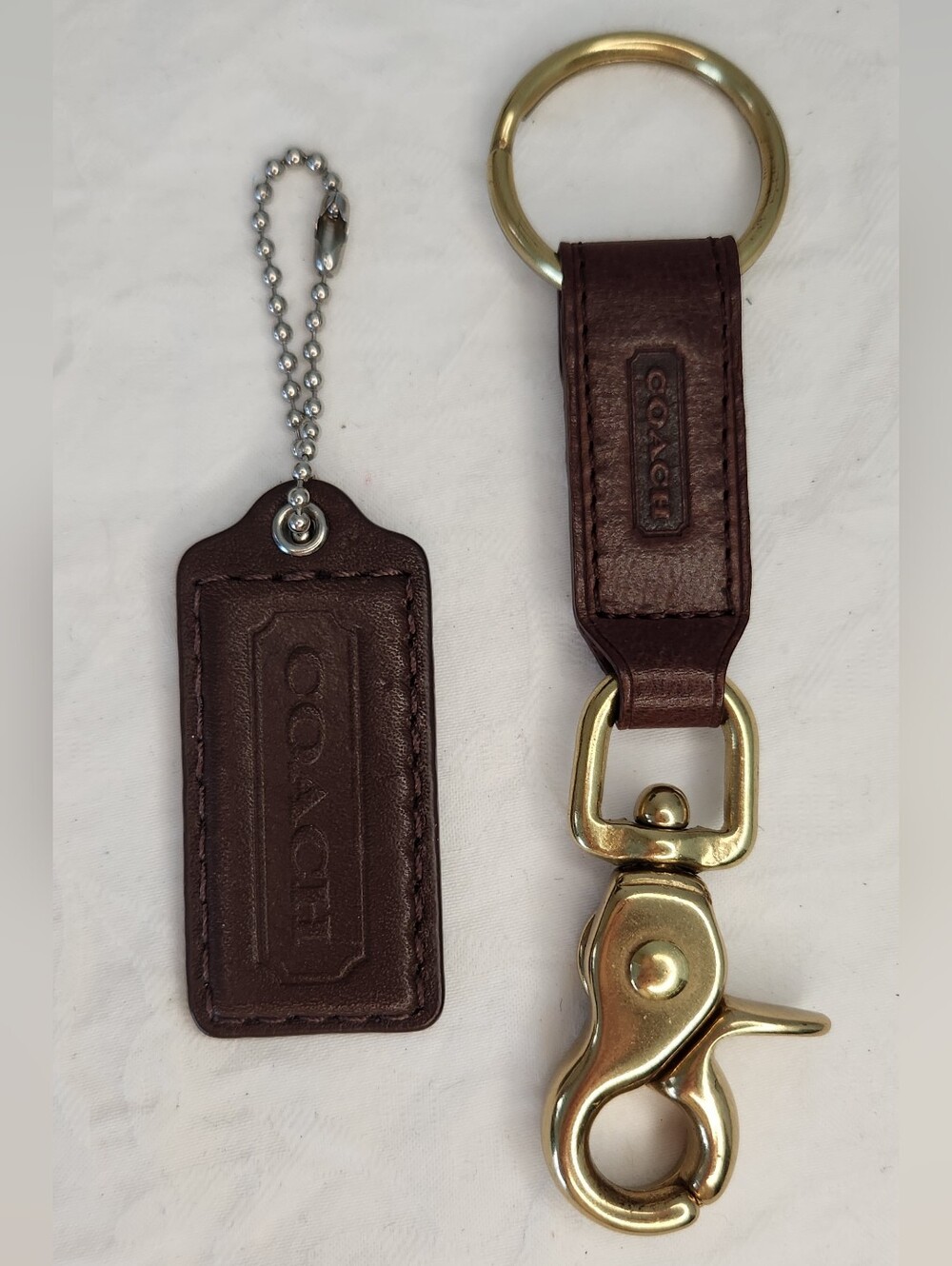 Coach Vintage Brown Leather Trigger Snap Key Fob